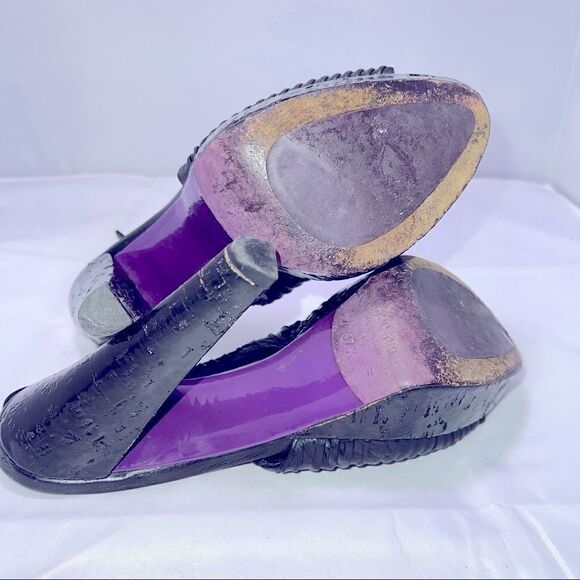 Miu Miu Heels Black Leather SlingBack Heels Size 37.5 US 7.5 Authentic - Picture 9 of 14